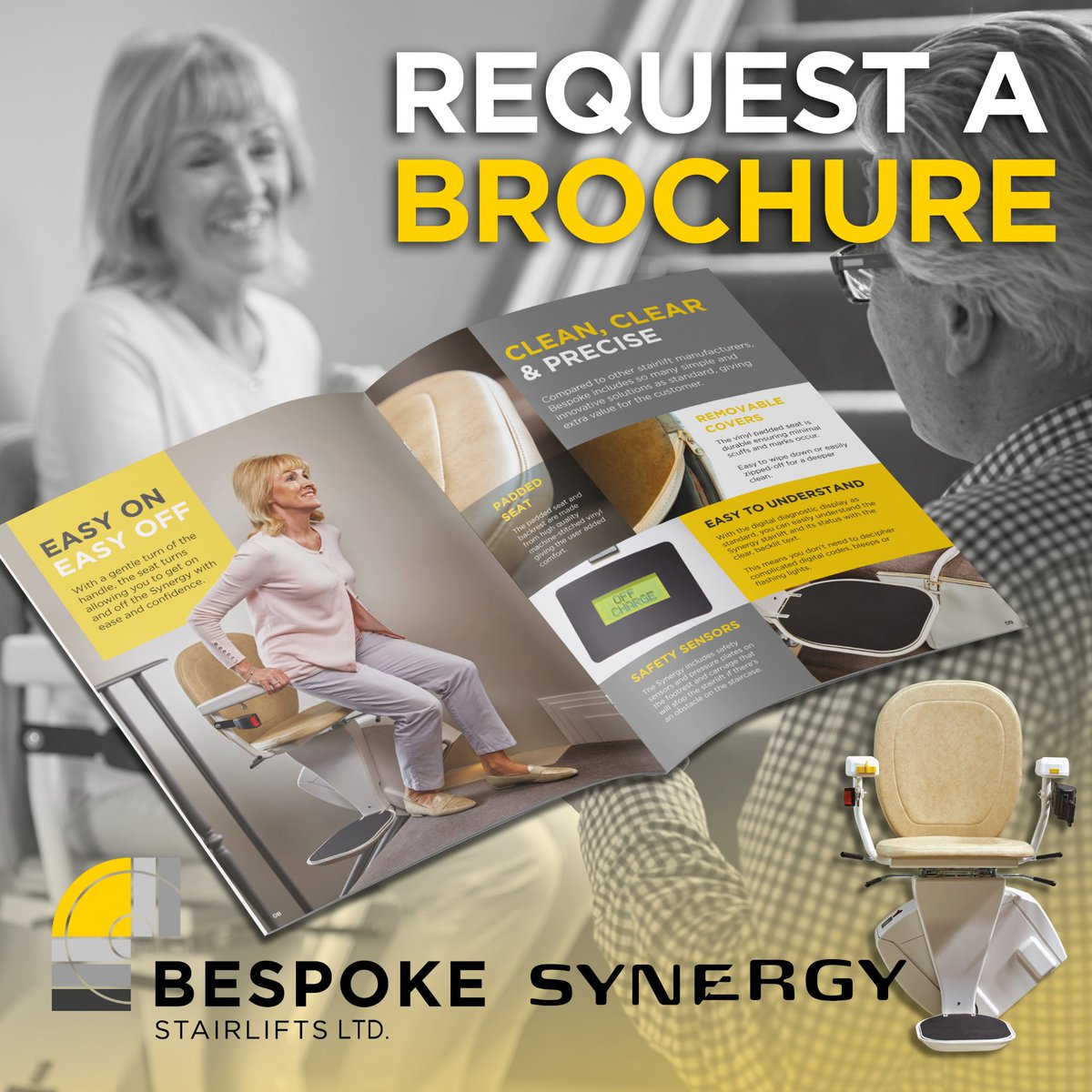 The #BespokeLifts #Synergy includes many #features as standard, enhancing the #practicality and usability for the user. See why it's our #partners go-to straight #stairlift for their #customers, request a brochure today.

bespokestairlifts.com

 #Mobility #stair #chair #lift