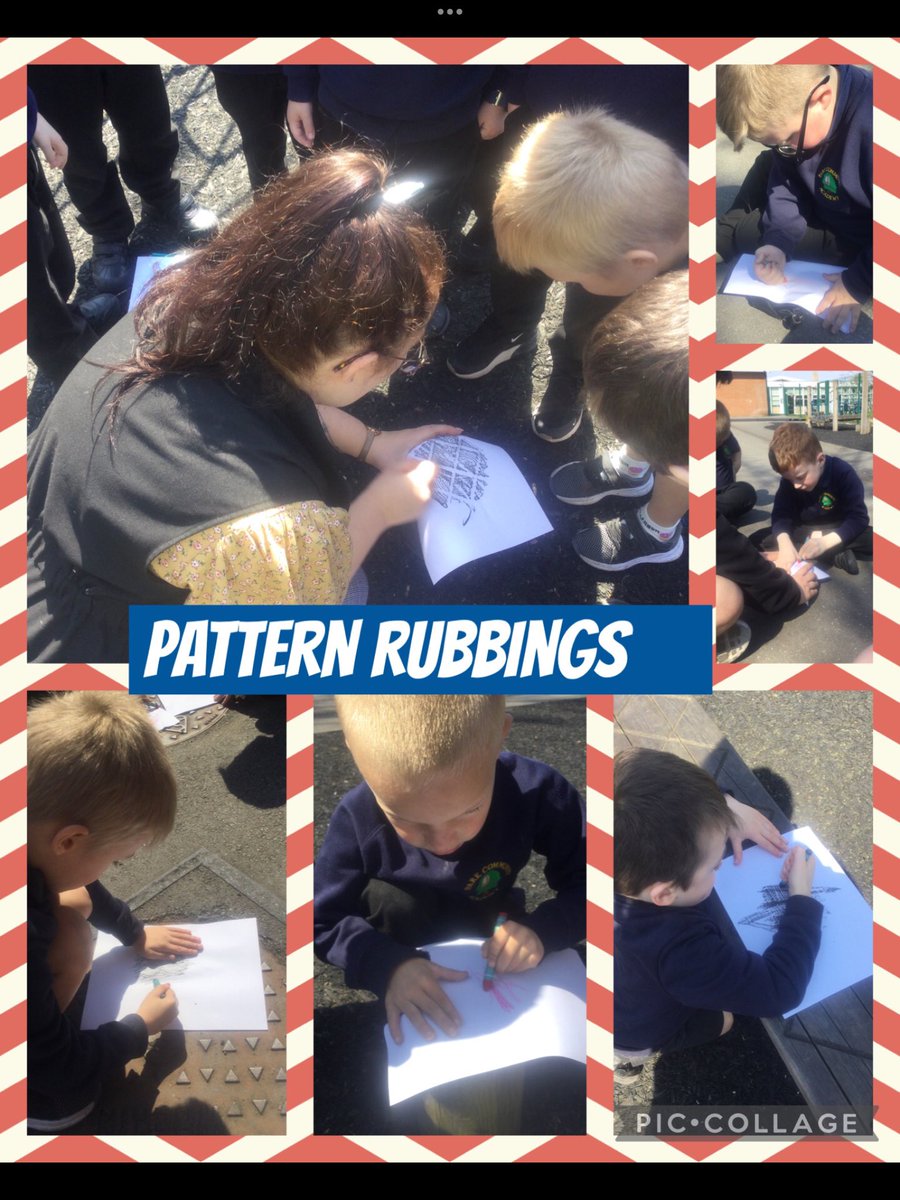 1B have been enjoying the warm weather taking their learning outside to identify patterns in their environment and capturing them with crayon rubbings. #outsidelearning #keystage1 #art
