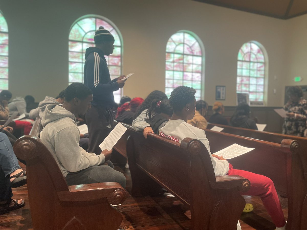 At the Historic Bethel Baptist Church in Birmingham, which was bombed three times by white supremacists in the late 1950s and early 1960s. McAdory HS chemistry students are here to learn about environmental racism that still exists in the Collegeville community today.