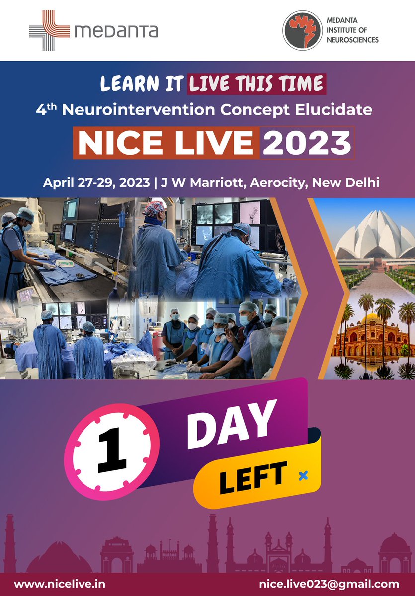 NiceLive_23's tweet photo. Join us from tomorrow for Asia's biggest Live Neurointervention and Stroke conference at New Delhi, India #NICELive2023
#INR
#medanta
#liveconference
@drgauravgoel27 @singh_trimaan @mandaarw @Anshu__444 @anurag_mehndi https://t.co/t8aWRSdDTp