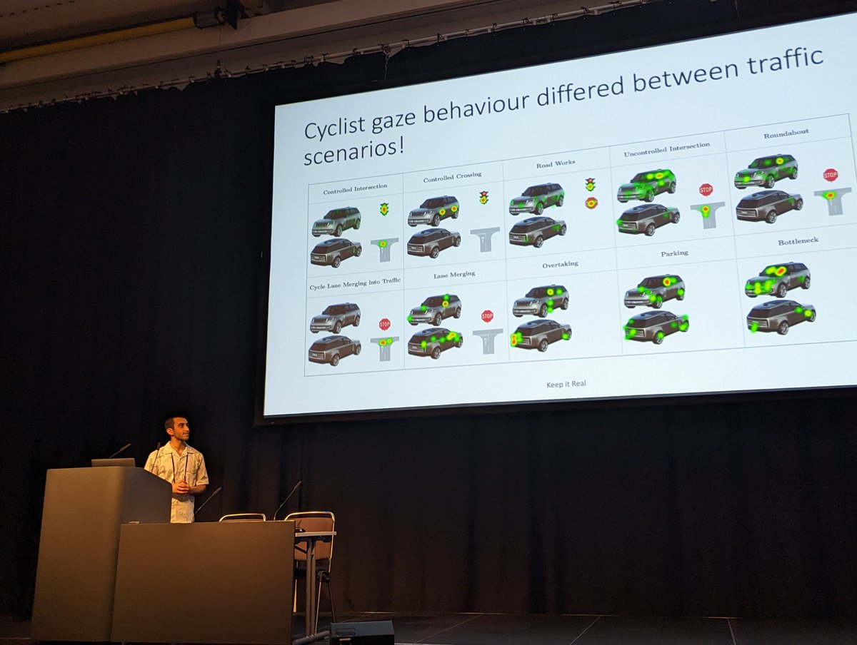 Ammar Jamal presenting our awarded paper at #CHI2023  'Keep it Real: Investigating Driver-Cyclist Interaction in Real-World Traffic'. This work is in collaboration with @ShaunMacdHCI
And @SABrewster
Check the paper for more details: dl.acm.org/doi/10.1145/35…