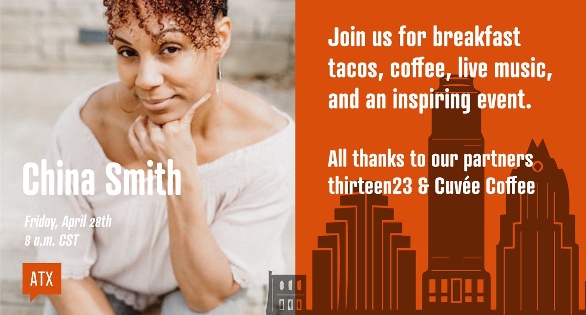 CM_Austin's tweet image. For April’s global #CreativeMornings theme MOVEMENT we’re having a unique event with China Smith, founder of Ballet Afrique on Friday the 28th. Register now to join us: creativemornings.com/talks/a-moveme… #CMmovement #CMATX