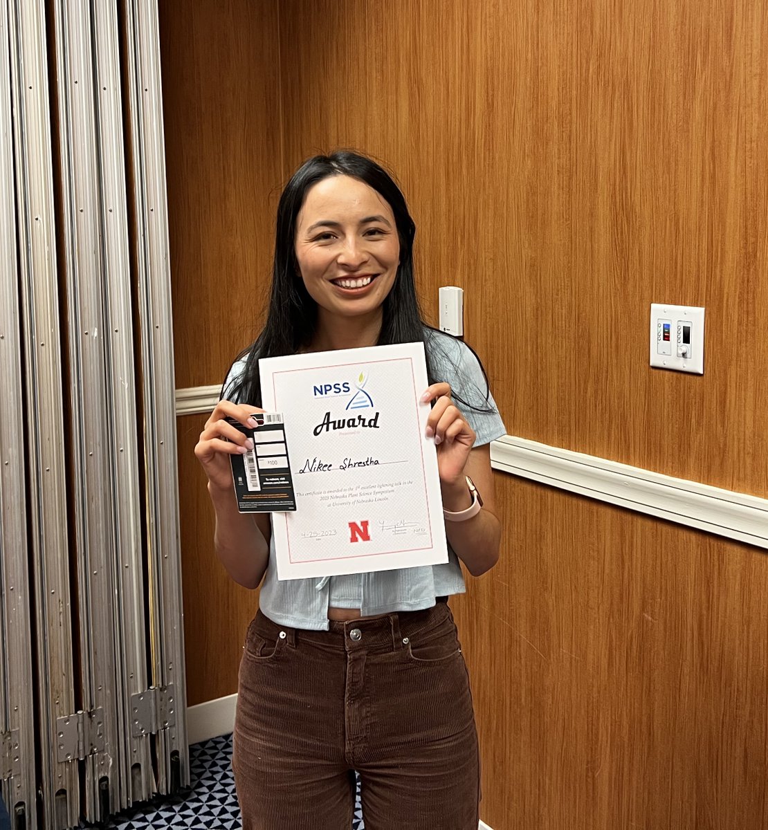 szintri's tweet photo. Way to go @NikeeShrestha2 and @NateKorth! They both won first prize -- for short and long form presentations respectively --  at the @corteva sponsored Nebraska Plant Science Symposium yesterday! https://t.co/c5c3z8o6D7