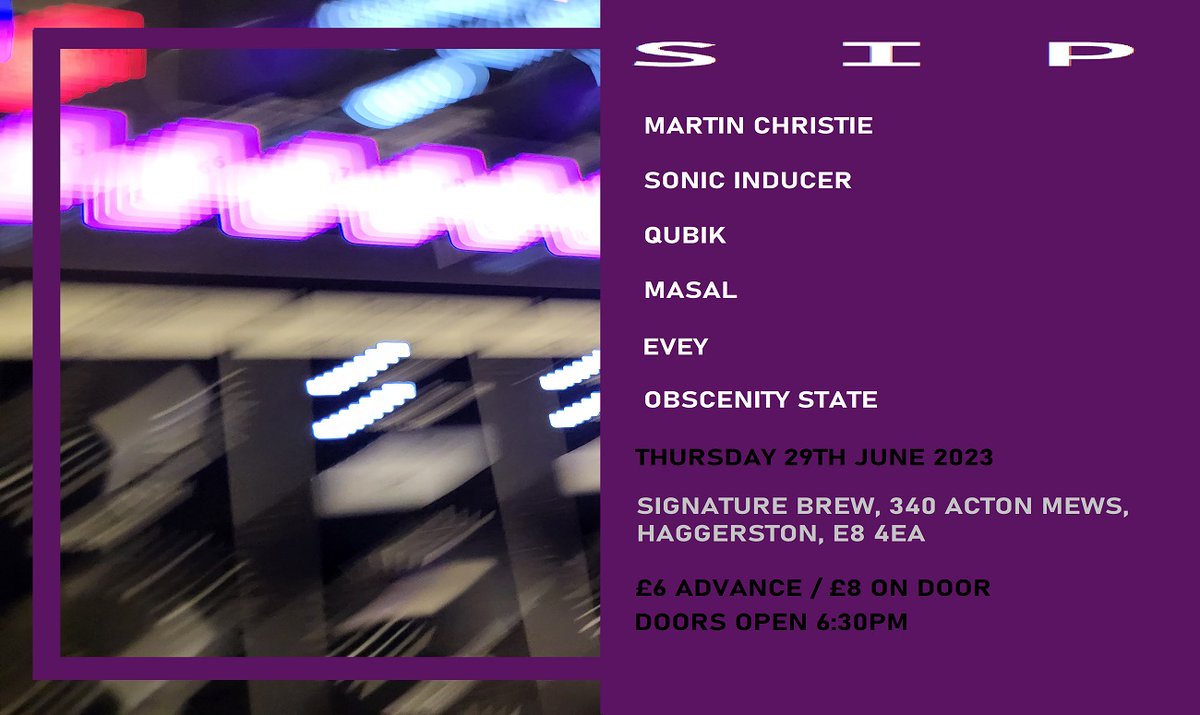 London (Electronic Music) Calling! Future facing electronic music and visuals @SignatureBrewE8 on Thurs 29 June with Sonic Inducer + Qubik + Masal + Evey + Obscenity State + Martin Christie £6 Advance £8 Door @emom_news @ShowHomebrew @VirtualEMOM London pals > see you there :)