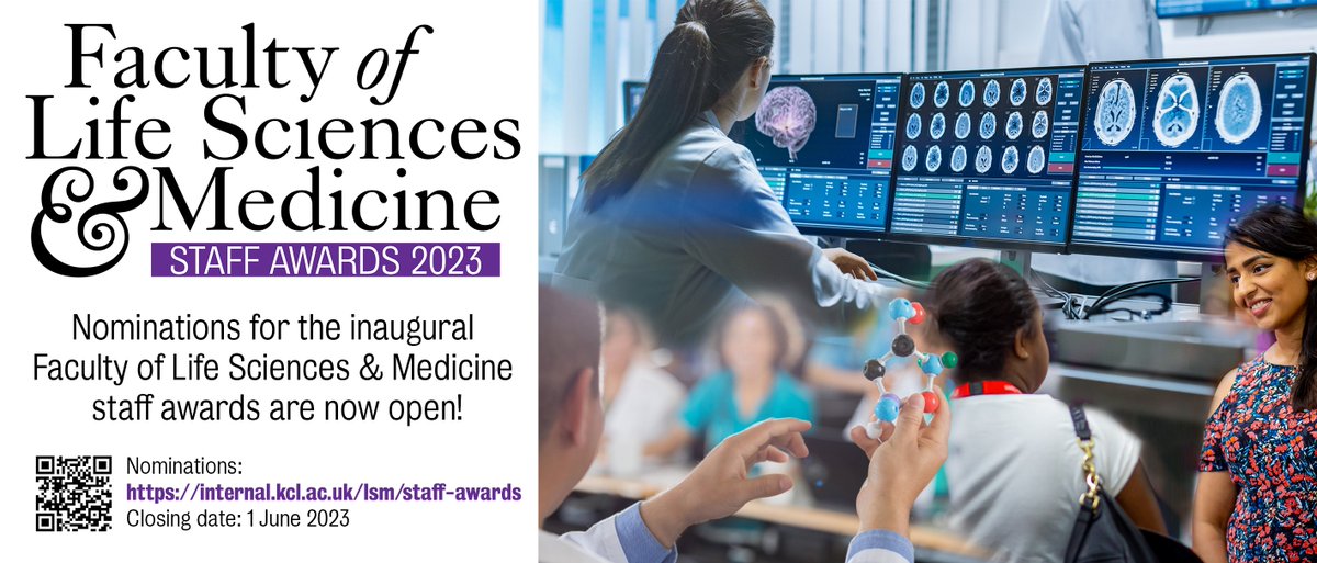 Make your colleague’s day and nominate them for a #FoLSMStaffAward before 1 June. 

Value the people who make a difference to the life of the faculty every day. 

Scan the QR code or visit internal.kcl.ac.uk/lsm/staff-awar…