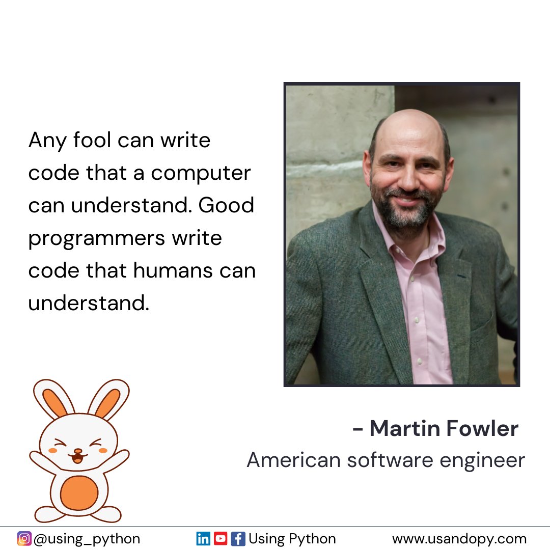 usingpython's tweet image. 🧠 Get a wide variety of programming content specially selected for students in training in various areas of programming.
🔗 Access the contents here: usandopy.com/en/
#python #usingpython #programmingquotes #developerquotes #techquotes