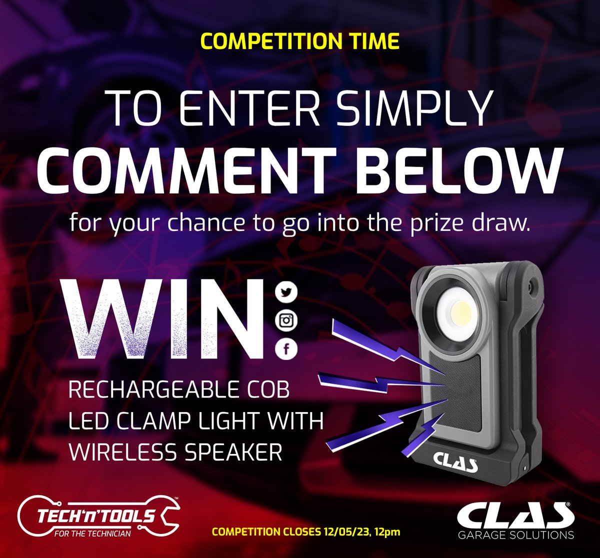 COMPETITION TIME AGAIN

Win an LED Clamp Light with Built In Wireless Speaker!

To enter the prize draw simply Comment Below. Any comment will do.

Give us a follow while you are here so you dont miss out on our latest offers and competitions.

#forthetechnician #tnt