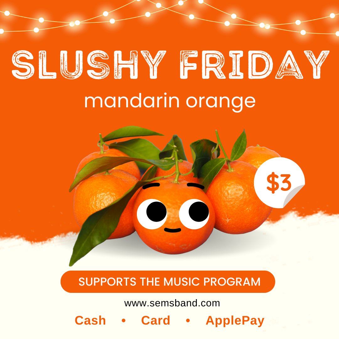 Orange you glad that it's only two days until #slushyfriday?

#semsmusicprogram #semsmusic #semsband #semschoir #springaccelerando #middleschoolmusicmatters
