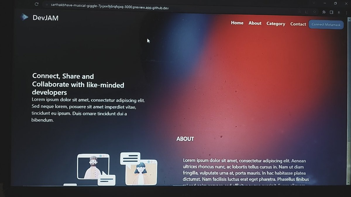 techking_007's tweet photo. At @huddle01com, we're building DevJam, a personalized video chat platform for curators to connect with their respective interest niches. β¨π§βπ»
#BuiltOnHuddle #BuiltOnFilecoin
@sarthak_bhave @imsp_18 @Code_Parth https://t.co/WwOUAzVYdi
