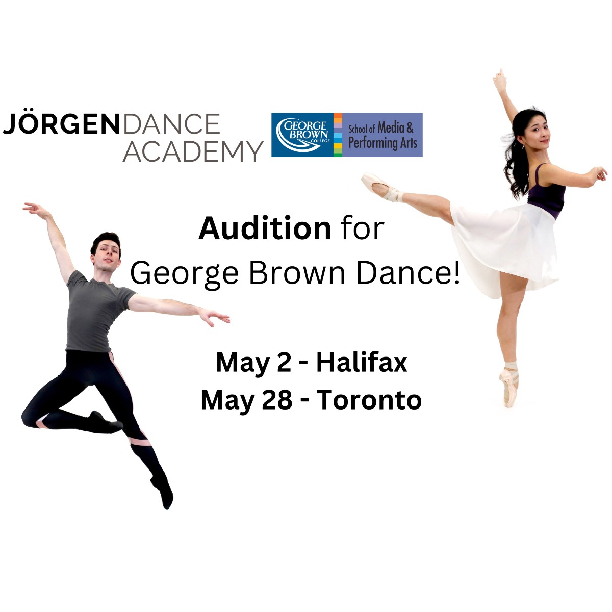 JorgenDance's tweet photo. 🚨#AUDITION for #GeorgeBrownDance! Our community offers continuous support & encouragement.💪Expect to be empowered & challenged to fulfill your dance potential.🕺
Register today!🔗https://t.co/Yz7conjtHz
#JörgenDanceAcademy #GBD #GeorgeBrownCollege #CanadianDance @GBCollege https://t.co/My0Z3ZsEcs