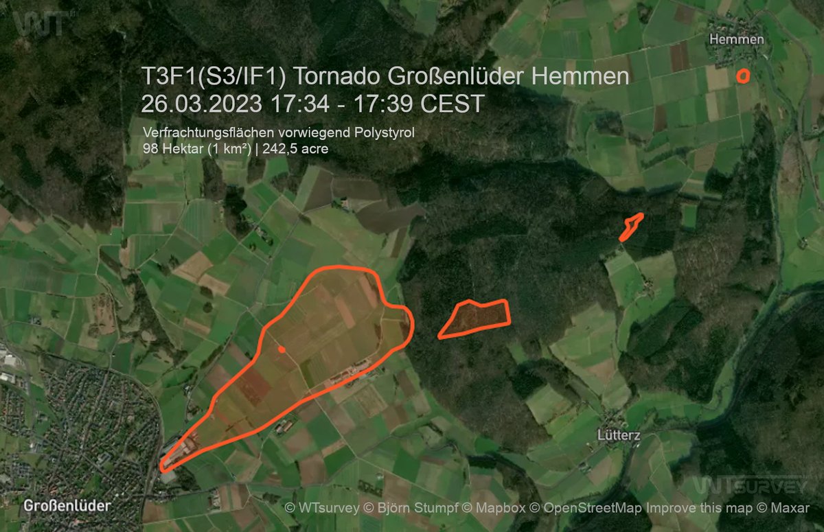 WTsurvey's tweet photo. Wir können vom 26.03.2023 einen weiteren Tornado bestätigen. Innerhalb von 7 Jahren nun der zweite Tornado in der Ortslage Großenlüder. Bericht dazu via fb oder hier : https://t.co/uwESFIrQKX #wtinfo #unwetter #uwde #tornado #Hessen https://t.co/N6Se2KjJKo
