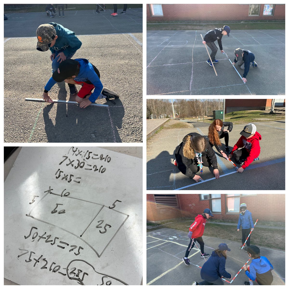 This morning in math, we had to figure out the area (in square metres) for the (pretend) paving company coming to re-pave! Lots of problem solving!