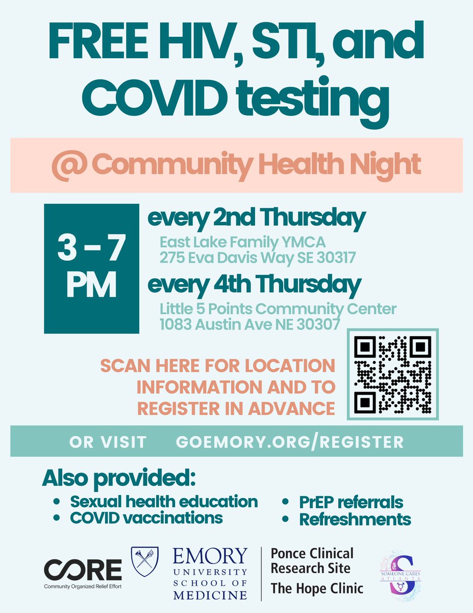 Join us at Little 5 Points TOMORROW from 3-7 pm!!! Free STI, HIV &amp; COVID testing!!! COVID VACCINATIONS  available too!. #STIAwareness #hivprevention #HIVTesting #knowyourstatus #covid #covidvaccines