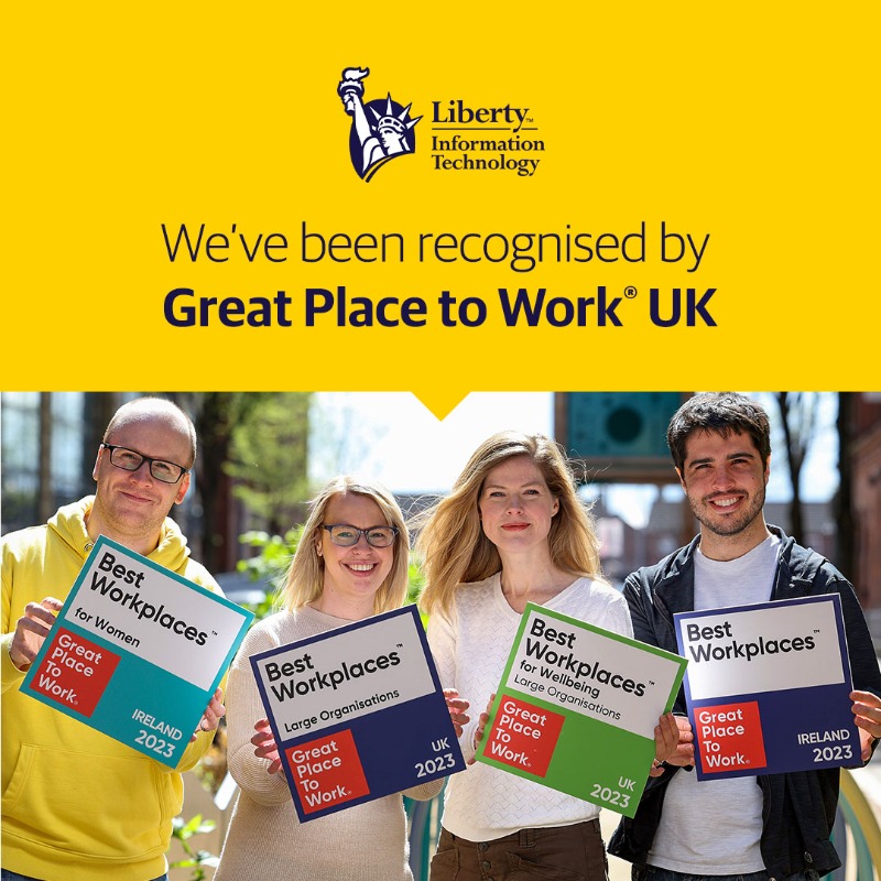 Liberty_IT's tweet photo. Four times the recognition, four times the pride! 🎉🏆

We're honoured to receive four awards in 2023 from @GPTW_UK and @GPTW_Ireland, including being named one of the #UKBestWorkplaces. 

A huge thanks to our employees for making this possible!❤️