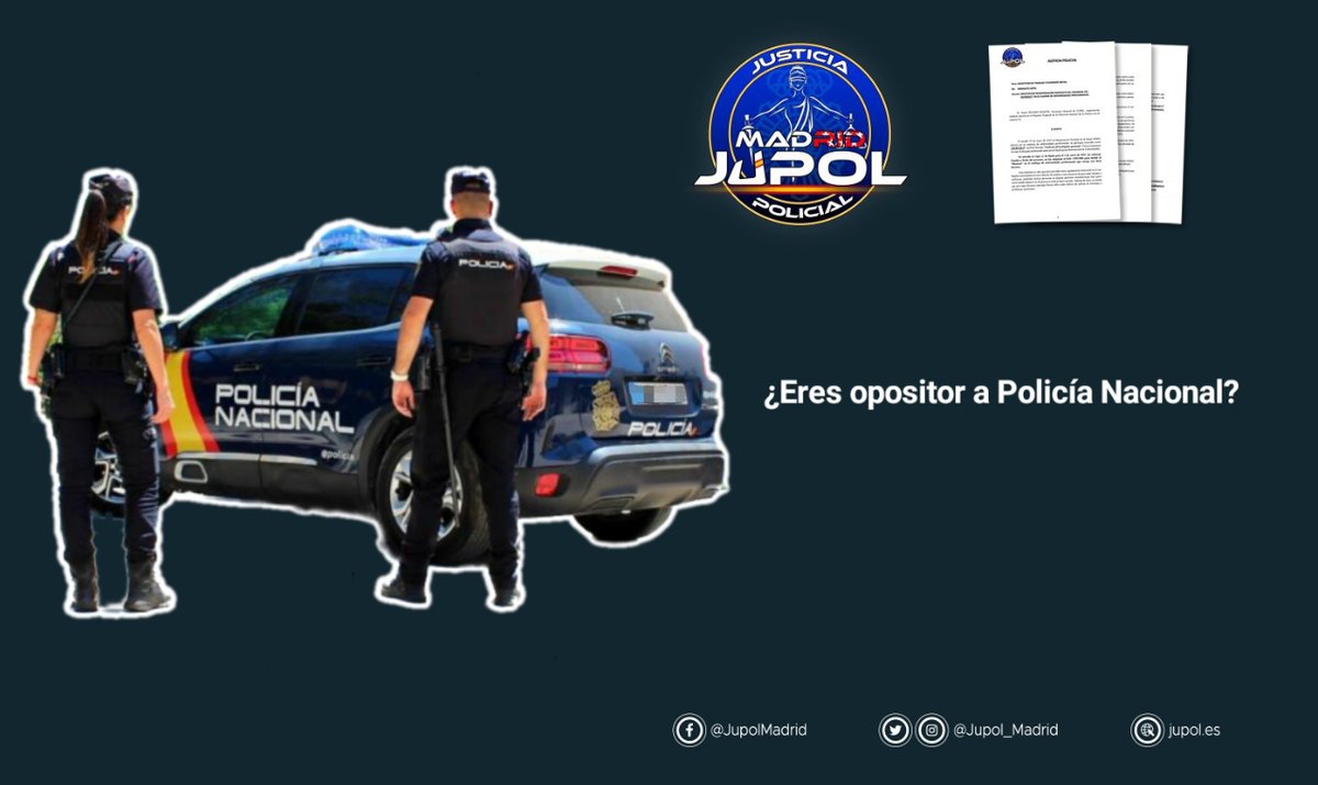 Jupol_Madrid's tweet image. ¿Eres opositor a la Policía Nacional?

📢👮En 2022, Jupol solicitó mejoras concretas en los procesos selectivos de ingreso a la Policía Nacional para garantizar una selección más eficiente y justa. #ProcesosSelectivos #PoliciaNacional #Jupol2022

#Equiparacionya