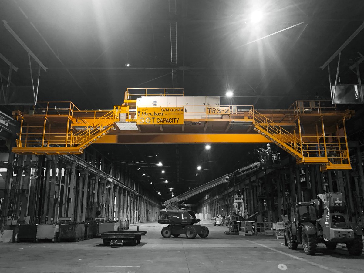 gwbeckerinc's tweet photo. Our team recently installed this automated coil handling and continuous duty crane that features advanced controls, diagnostic/safety systems, and a built-up trolley hoist.
#GWBI #GWBIcranes #manufacturing #manufacturer #trolley #hoist #doublegirder #bridgecrane #automation https://t.co/zoGiXGxqKC