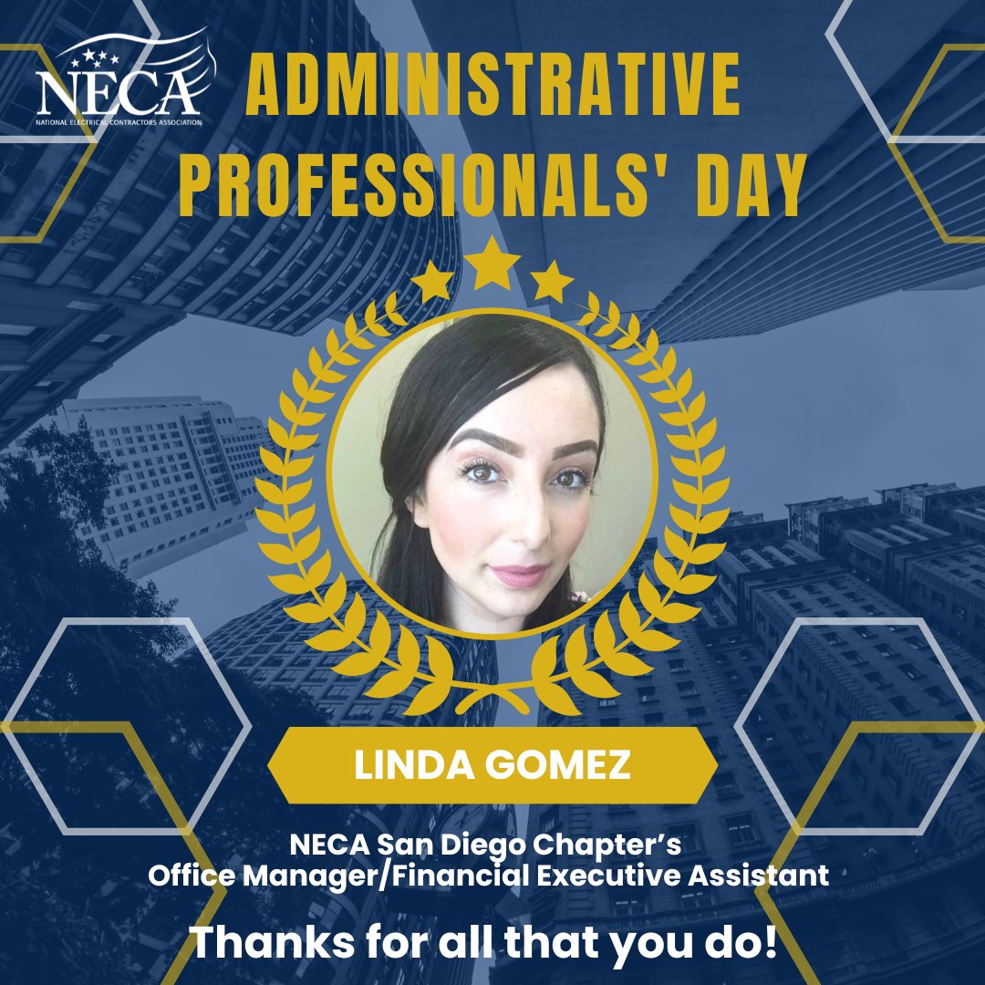 Happy Administrative Professionals' Day to our very own Linda Gomez! We sincerely appreciate everything you do!
#NecaSanDiego #administrativeprofessionalsday #WeAreNECA