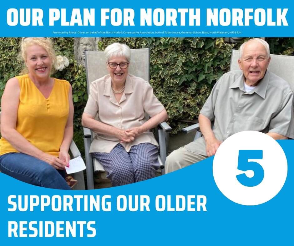 Priority 5:

North Norfolk has the oldest demographic of any local authority in England. We will help our older residents to combat loneliness by working with local volunteers and good neighbour groups to develop self-help organisations in our towns and parishes.