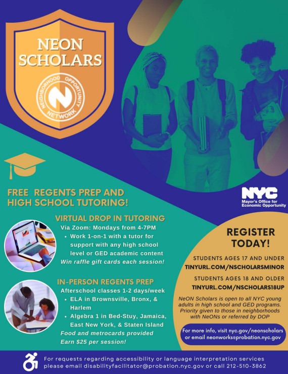 @NYCNeON Scholars is calling all high school students! Sign up for free in-person Regents Prep or virtual tutoring. Students earn stipends and cash prizes while strengthening Math and ELA skills to ace the exam. Learn more and register at nyc.gov/neonscholars
