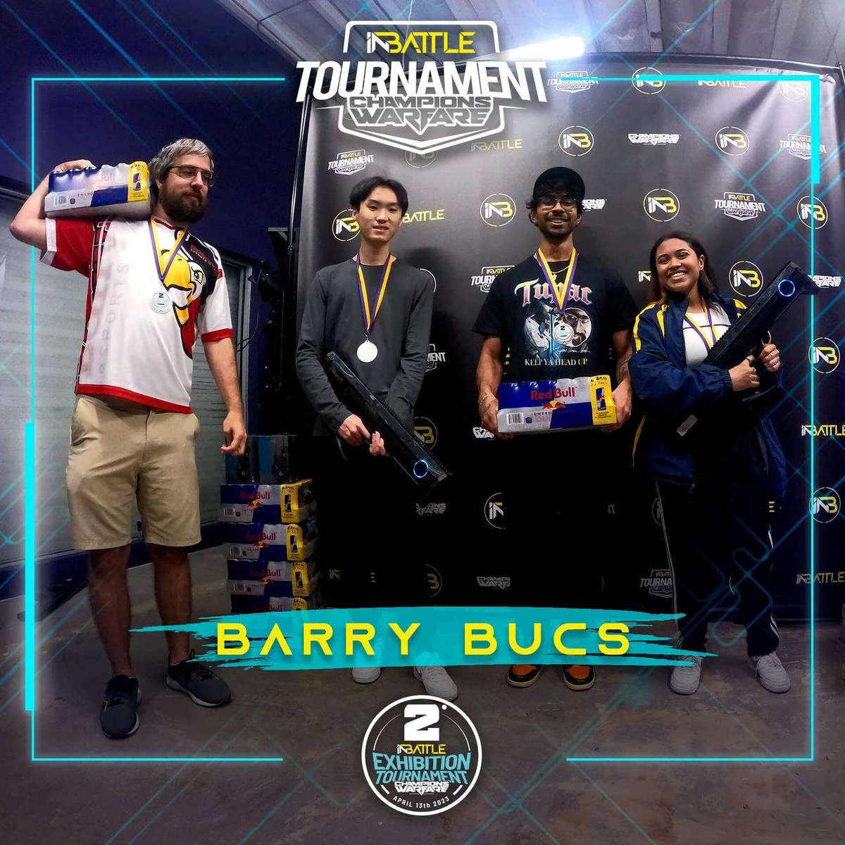 BarryUEsports's tweet photo. We are excited to have placed 2nd in the first inaugural  @InBattleVR Champions Warfare VR tournament!

It was a great time and we had the chance to meet so many great people and take home some cases of @redbullgaming and some great @LogitechGesport peripherals!

#GoBucs 🔥🎮 https://t.co/eRNoahJ0MH