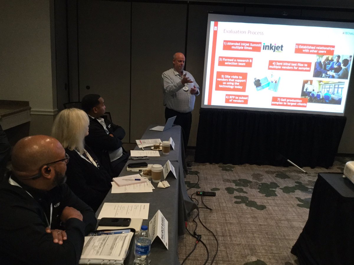 IP_Impressions's tweet photo. In-plants are attending and leading case study presentations at #InkjetSummit for @SolimarSystems and @Technau @MIKELINCOLN1965 https://t.co/nzqY6rsUAh