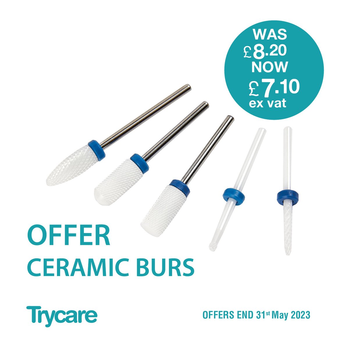 🤩 Great Offer on Ceramic Burs.
Was £8.20 NOW £7.10 ex vat.
Ceramic is a poor conductor of heat, meaning it keeps cool and comfortable for your clients.
View Offer: trycare.co.uk/chiropody-prod…

#footcare #healthcare #health #podiatry #chiropody #foot #feet #FHP