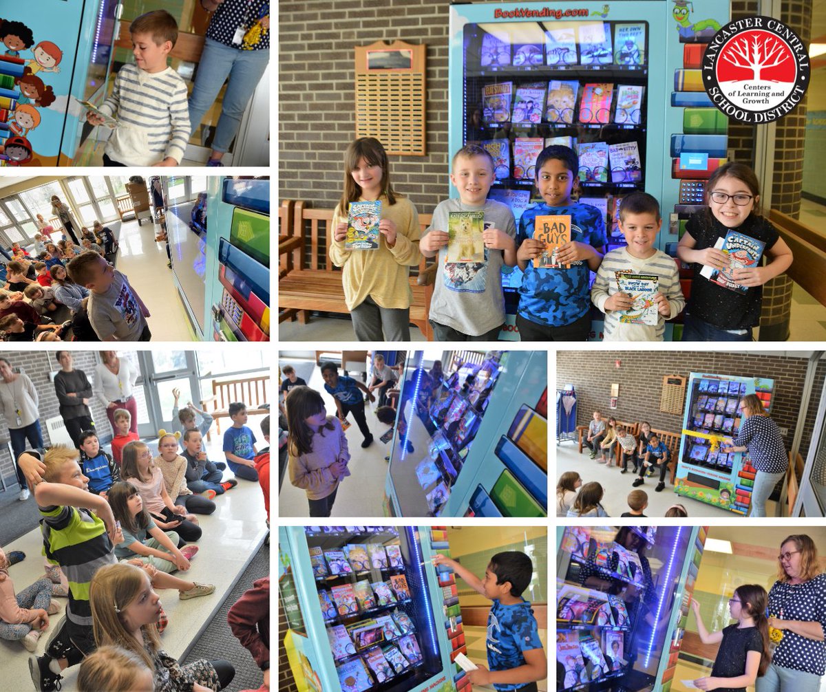 LancasterCSD's tweet photo. Students at John A. Sciole Elementary will be able to turn their classroom performance into a book from the school's new book vending machine! Read more about the unveiling of the machine, the first in the district, at https://t.co/eaSPkWbNvc https://t.co/BL8otd9xzJ