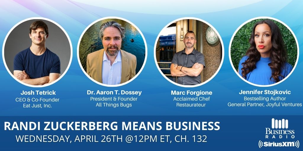 randizuckerberg's tweet image. 🍝 The Future of Food cont&apos;d! 🍝

@Joshtetrick on @JustEgg &amp;amp; @GOODMeat 

@AllThingsBugs on the Future of Insect Protein

@MarcForgione on Dining Trends

@JennyStojkovic on &quot;The Future of Food is Female&quot;

🔊 Tune in at 12pm ET on RZMB! #SiriusXM132
@SXMBusiness 🔊