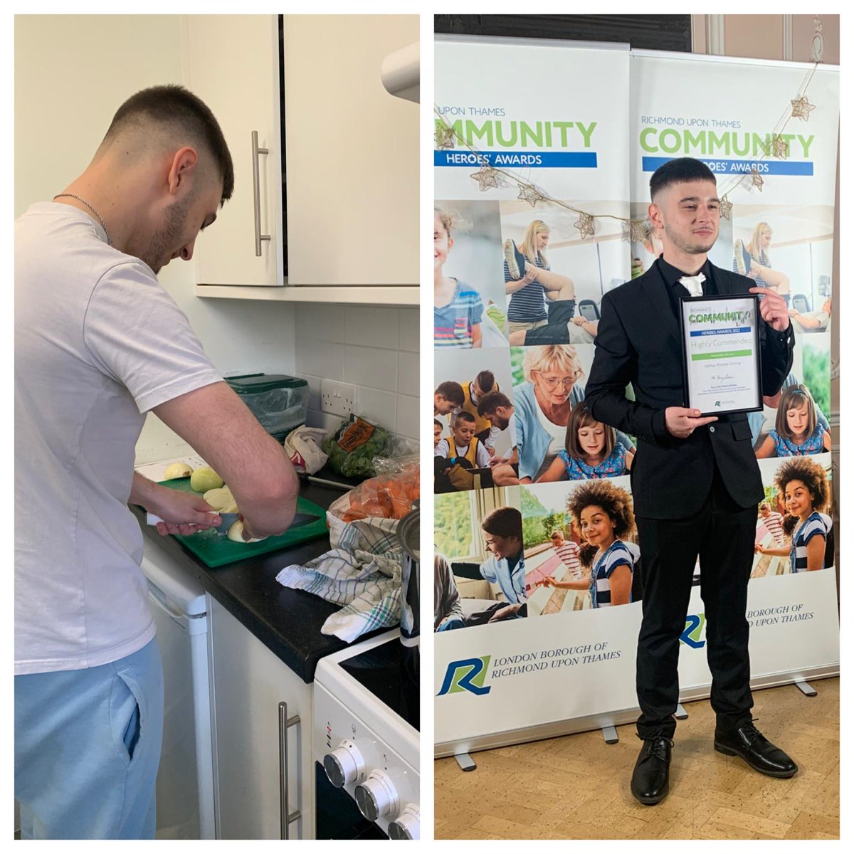 Delighted that our volunteer soup chef, Joshua Alvarez Conroy received a Community Hero Award at last night's @LBRuT Awards for people who give back to their communities in Richmond.