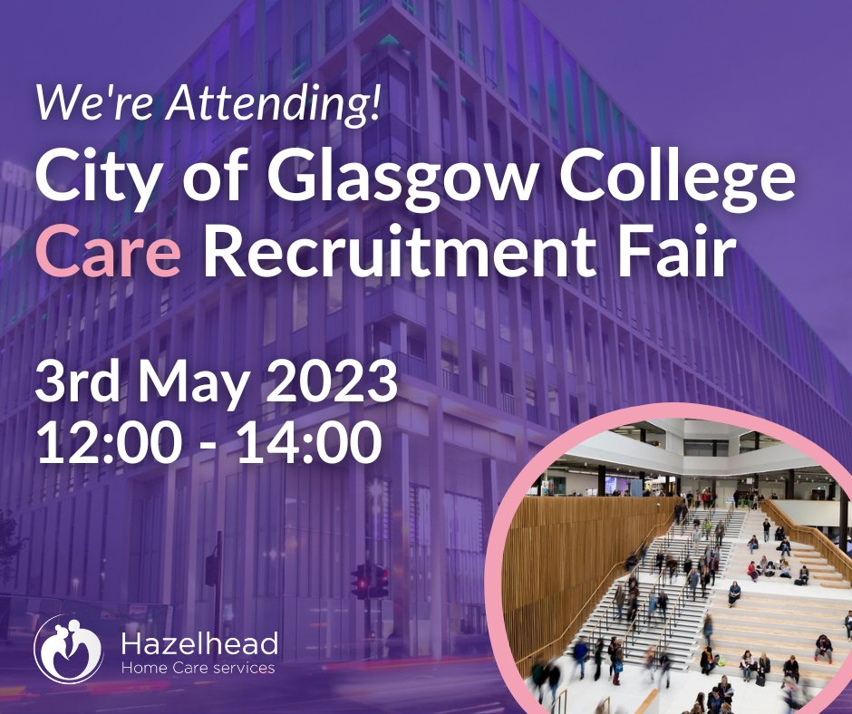 Just one week to go until we attend the City of Glasgow College Recruitment Fair! Collette and Kyle from our recruitment team will be there to share why a career with Hazelhead is right for you! #TeamHazelhead