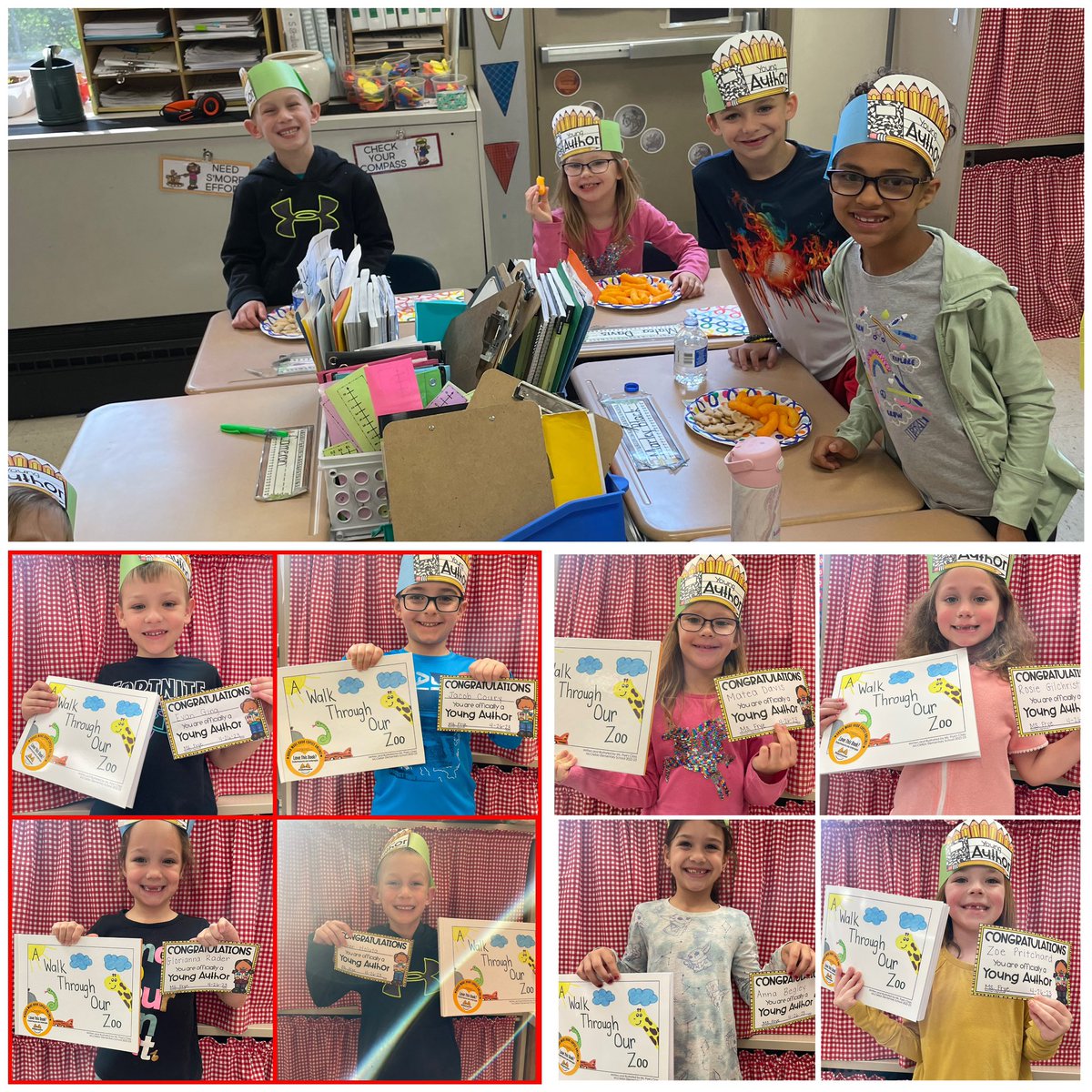 MissFrye14's tweet photo. During Read Across America Week our class worked so hard on making our very own book! They researched their own zoo animal for our story. Today we celebrated with a Publishing Party. Thanks #Studentreasures for publishing our book! #WErTJ https://t.co/A0UBONnxAP