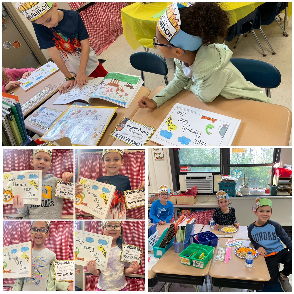 MissFrye14's tweet photo. During Read Across America Week our class worked so hard on making our very own book! They researched their own zoo animal for our story. Today we celebrated with a Publishing Party. Thanks #Studentreasures for publishing our book! #WErTJ https://t.co/A0UBONnxAP