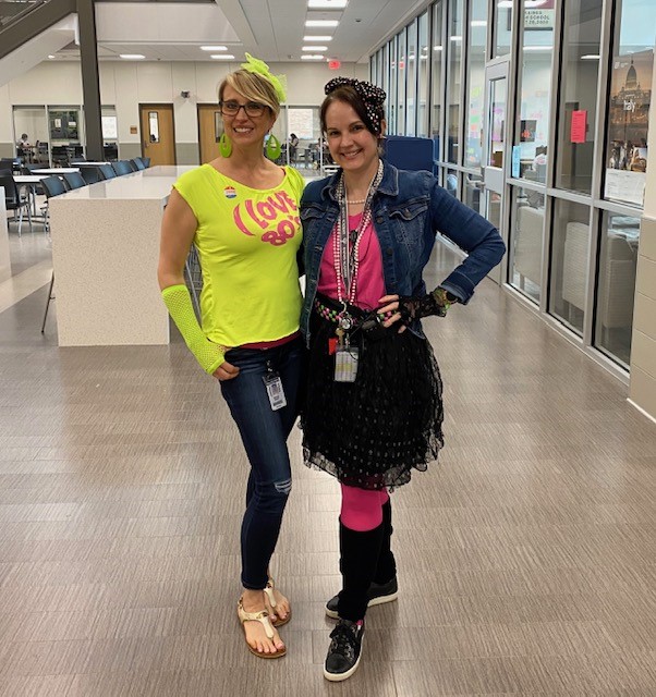 Decade Day is off to a great start! Who else is dressed up? #RainesAcademy #SpiritDays #CampusCulture