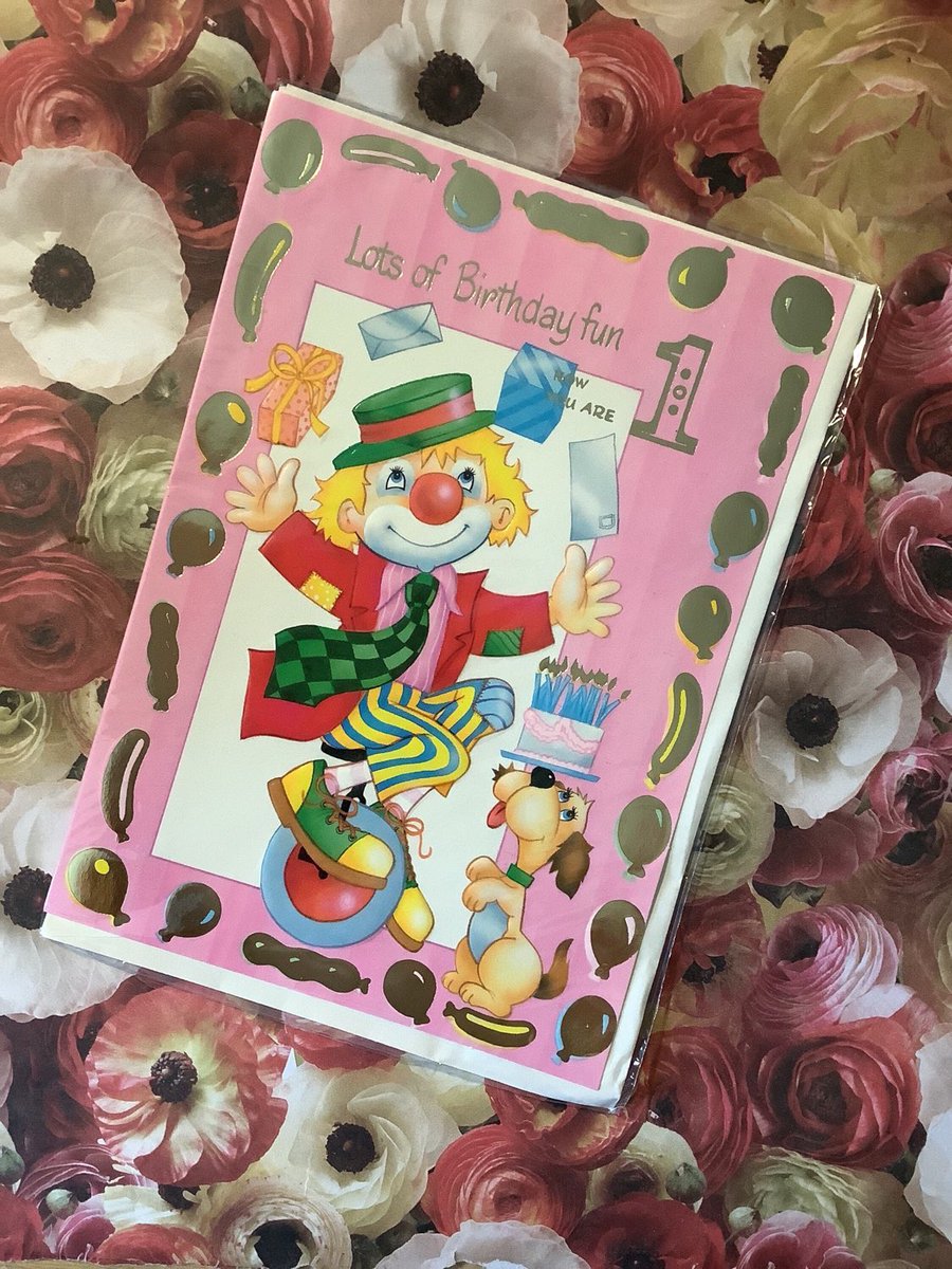 WatsonsVintage's tweet photo. NEW LISTING available in my #etsy shop: RARE #Vintage #Retro Circa #1980s 'Lots of Birthday fun Now You Are 1' Card - Cute Juggling Clown, Dog &amp; Birthday Cake Design and Sweet Verse https://t.co/KdG0M2Jt3e
#FirstBirthdayCard #ClownDesignCard #CuteCard #FunCard https://t.co/fjlenBkqHn