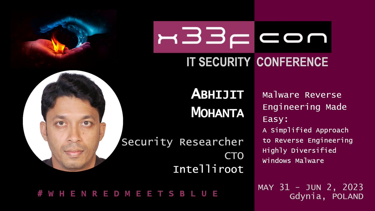 /ˈziːf-kɒn/ (@x33fcon) on Twitter photo Learn to reverse engineer diverse techniques employed by malware and become an expert in #malware #analysis with our #training "Malware Reverse Engineering Made Easy" by <a href="/abhijit_mohanta/">abhijit mohanta</a>. Join us now!
x33fcon.com/#!t/reveng.md
#RevEng #windows #cybersecurity #handson Learn to reverse engineer diverse techniques employed by malware and become an expert in #malware #analysis with our #training "Malware Reverse Engineering Made Easy" by <a href="/abhijit_mohanta/">abhijit mohanta</a>. Join us now!
x33fcon.com/#!t/reveng.md
#RevEng #windows #cybersecurity #handson