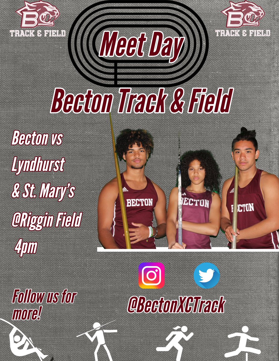 It’s Meet Day! Come down to Riggin Field to watch your Becton Wildcats face off against Lyndhurst and St. Mary’s. This will be the last tri meet before our league championship on Tuesday 5/2. Let’s go Wildcats!! #bectontrackandfield #bectonsbest @BectonAthletics @BectonHS