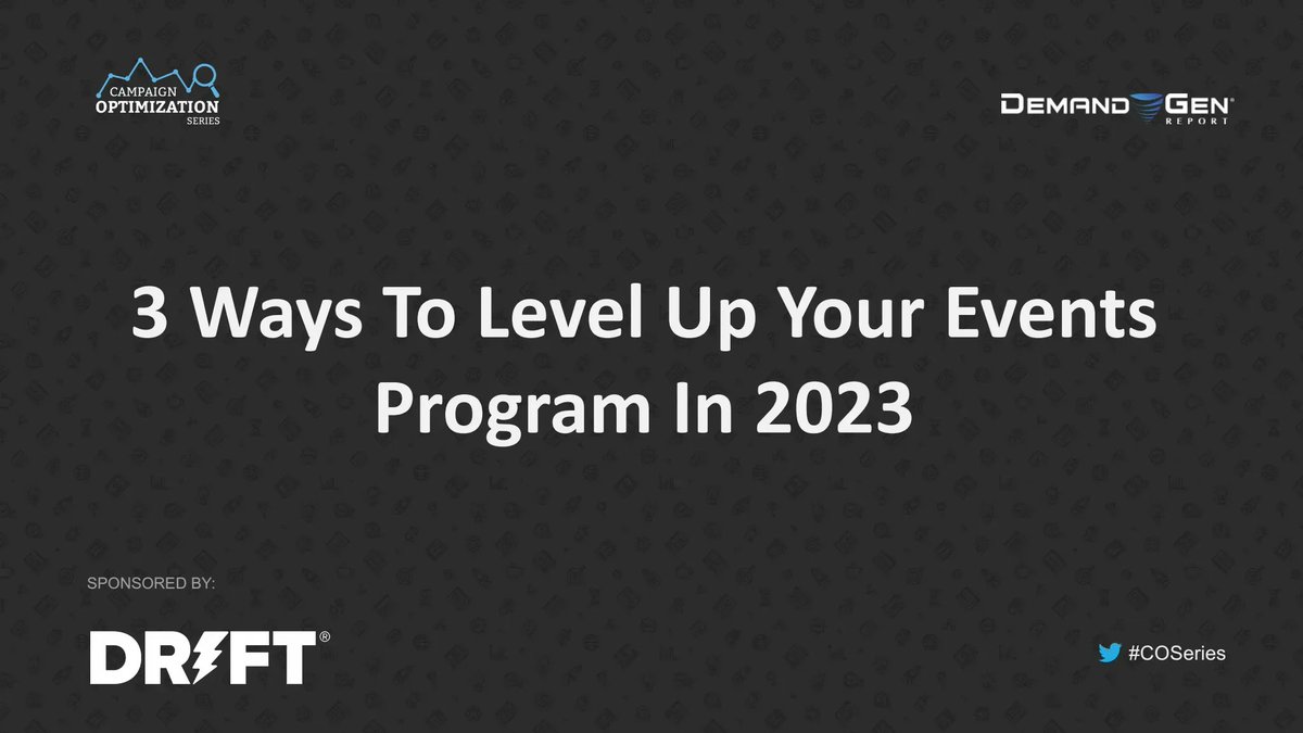 DG_Report's tweet image. Bring your notepad to today’s #COSeries session to capture award-winning insight from @Drift’s Ottavio Dattolo and Sara Lieber! You will learn multiple key tips on how to optimize your #EventData. dg-r.co/3JHuin5