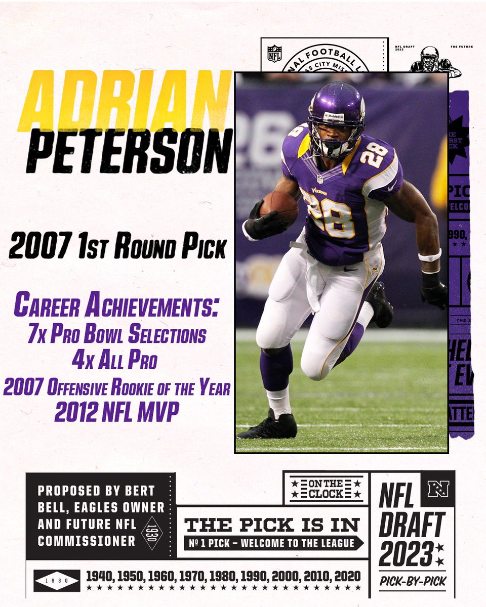 UKVikings's tweet photo. 2007 Offensive Rookie of the Year ✅
2012 NFL MVP ✅
7x Pro Bowler ✅
4x 1st Team All-Pro ✅

Where do you rank @AdrianPeterson amongst all-time Vikings Draft picks? https://t.co/ENtv8fwDJu
