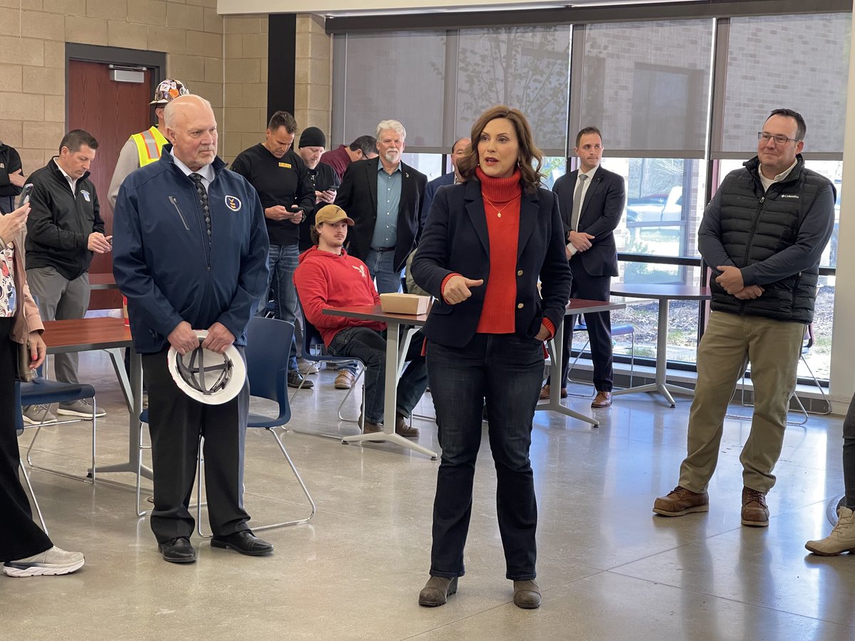 ⁦<a href="/GovWhitmer/">Governor Gretchen Whitmer</a>⁩ speaking at Michigan Construction Career Days at #OE324 #MiSTEM #MiSTEMRegion2