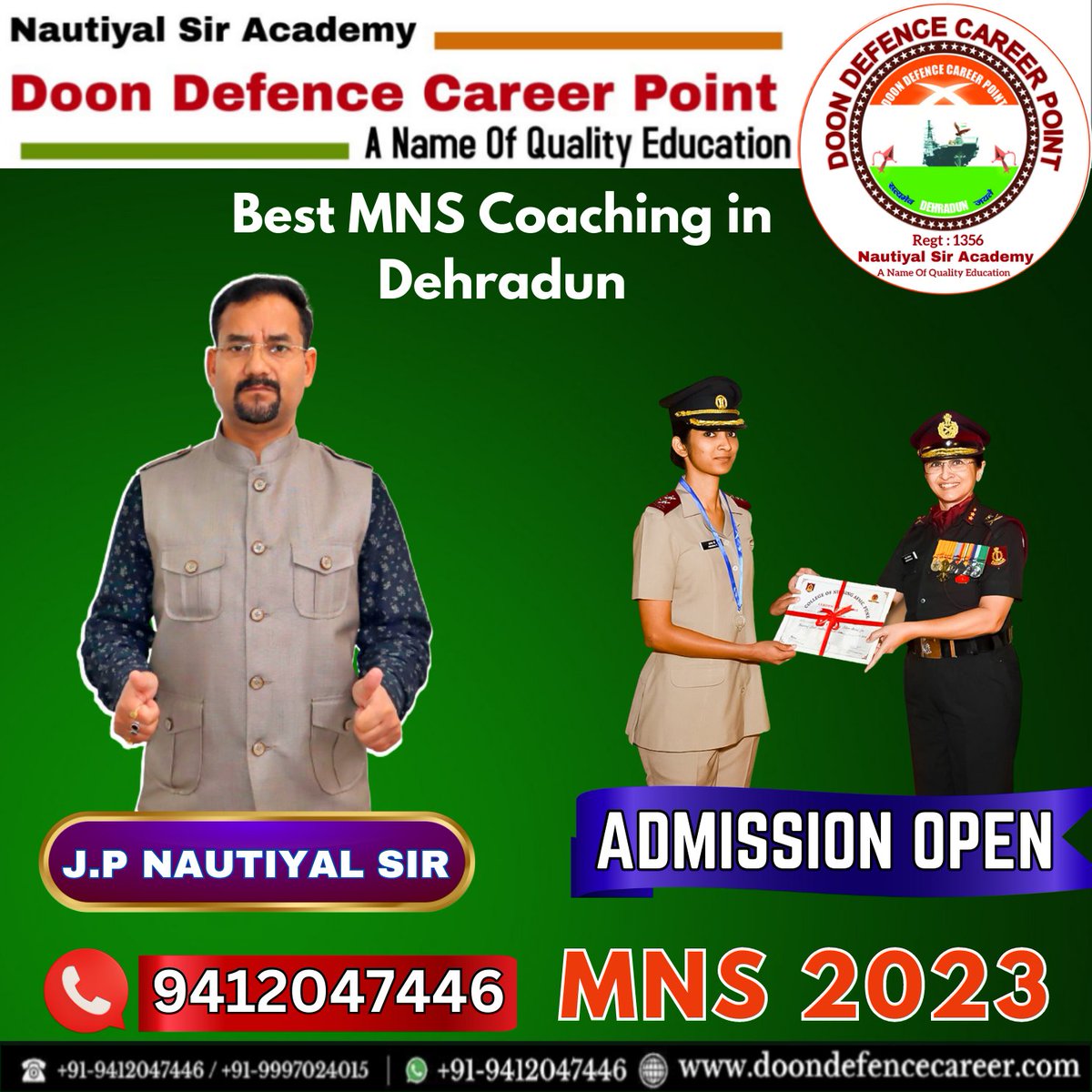 DoonDefenceCP's tweet photo. BEST MNS COACHING IN DEHRADUN
Doon Defence Career Point is the Best MNS Coaching in Dehradun India. As regards the past achievements, the DDCP has contributed nearly half of the total selections done for defence since 2012.
1-DL Road, SBI (1st &amp; 2nd Floor), Dehradun, UK, India https://t.co/6m8sBm5b24