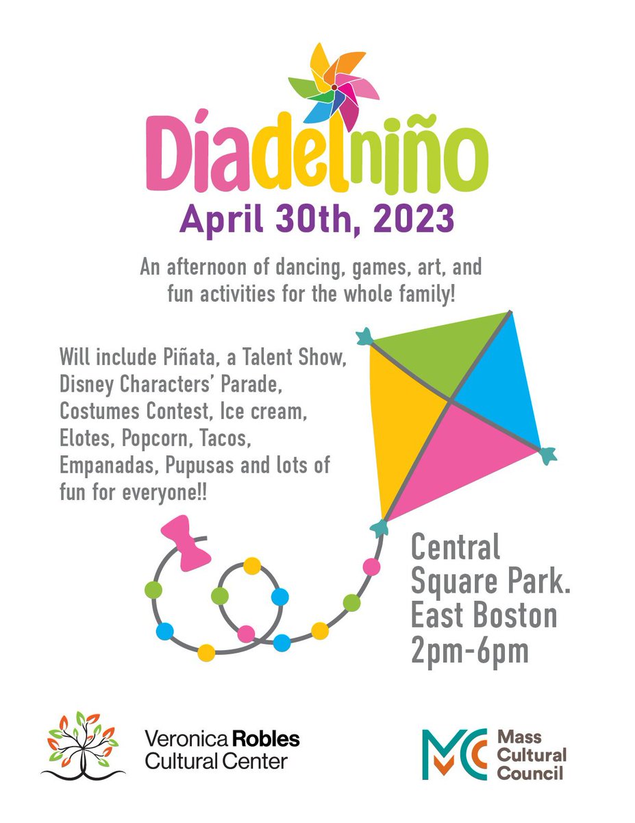 VroccBoston's tweet photo. #ChildrensDaycelebration
Join us in celebrating children in our community 4/ 30 from 2 to 6 PM. All activities are organized by the pre-teen dancers &amp; will include dancing, games, art, fun activities for the whole family!  Pupusas, Empanadas, Elotes Locos, Ice Cream. https://t.co/aKAoVlO8jV