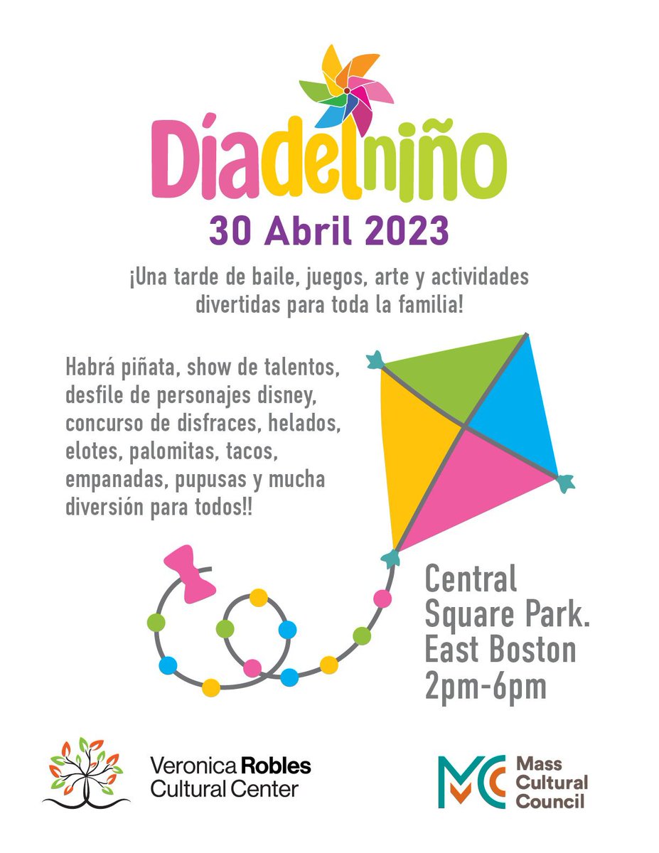 VroccBoston's tweet photo. #ChildrensDaycelebration
Join us in celebrating children in our community 4/ 30 from 2 to 6 PM. All activities are organized by the pre-teen dancers &amp; will include dancing, games, art, fun activities for the whole family!  Pupusas, Empanadas, Elotes Locos, Ice Cream. https://t.co/aKAoVlO8jV