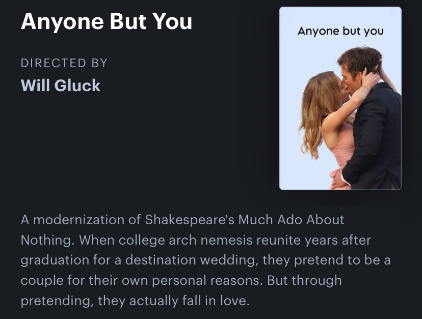 zoerosebryant's tweet photo. THE GLEN POWELL/SYDNEY SWEENEY ROMCOM IS A MODERN SHAKESPEARE ADAPTATION OF MUCH ADO ABOUT NOTHING ??? https://t.co/gFoI1G6BjF