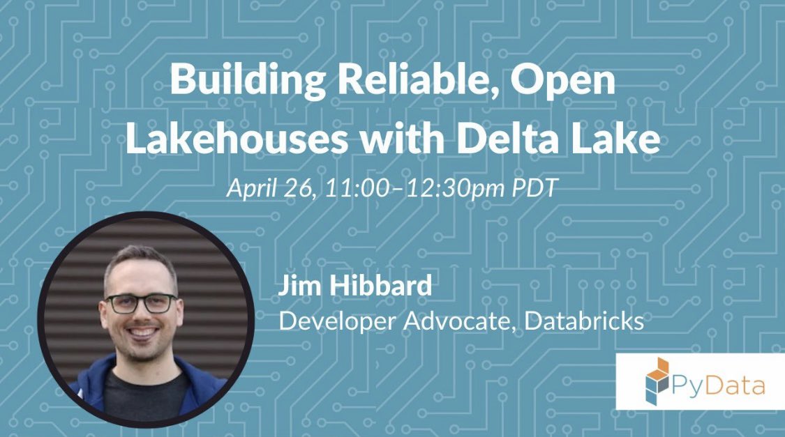 DeltaLakeOSS's tweet photo. Don’t miss the #PyDataSeattle2023 session, Building Reliable, Open Lakehouses with Delta Lake with @jimhibba TODAY, April 26 at 11:00AM PDT! 🦀 

Learn more 👉 https://t.co/Q2MGHXOAuV

#opensource #deltalake #lakehouse #oss https://t.co/4ZnGBHTjus