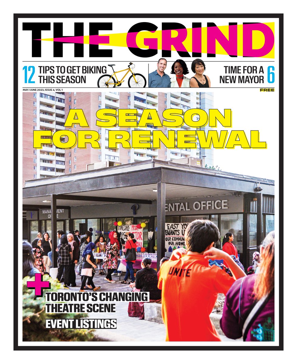 The May/June Issue is out! 

Fully redesigned interior, with coverage of the mayoral election, housing, transit, Greenbelt, cycling, patios, books, music, theatre, and more.

Available at 100 spots so far, many more to come, including the TTC on the weekend. For now find it at...