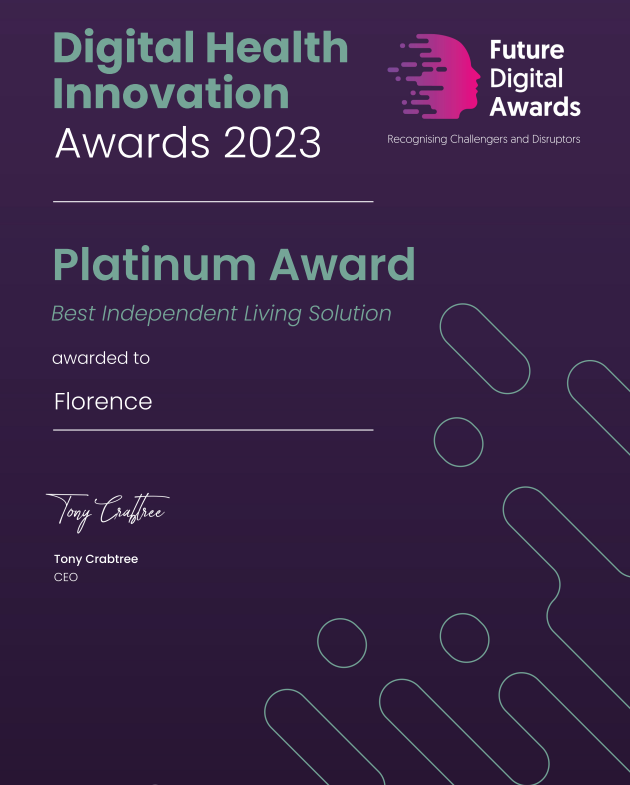 Generated Health - UK (@generatedhea1th) on Twitter photo We are thrilled to announce that #Florence has recently won the Platinum Award for Best Independent Living Solution!
Thank you to <a href="/juniperresearch/">Juniper Research</a> and congratulations to the other winners!
#GeneratedHeathUK #IndependentLivingSolution #RemoteMonitoring #DigitalHealth We are thrilled to announce that #Florence has recently won the Platinum Award for Best Independent Living Solution!
Thank you to <a href="/juniperresearch/">Juniper Research</a> and congratulations to the other winners!
#GeneratedHeathUK #IndependentLivingSolution #RemoteMonitoring #DigitalHealth