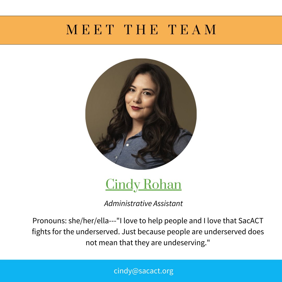 Meet Cindy, our fabulous administrative assistant! She is hard at work helping all of our community organizers and events run smoothly. Please give her a warm welcome and big thank you in the comments! #SacramentoACT