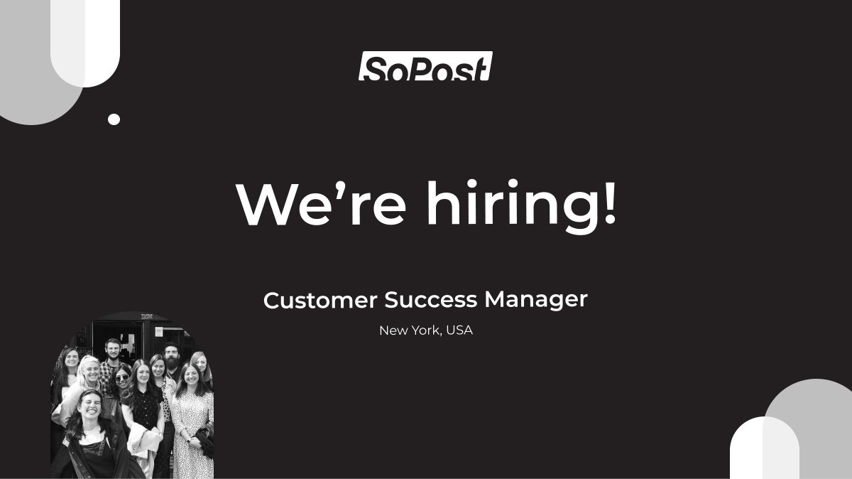 We're #hiring! We're looking for a Customer Success Manager to join our team in New York! 🗽 

This is a hybrid role and you'll work closely with our brand partners and internal teams to help them execute digital sampling campaigns seamlessly.

Apply here: sopost.bamboohr.com/careers/100