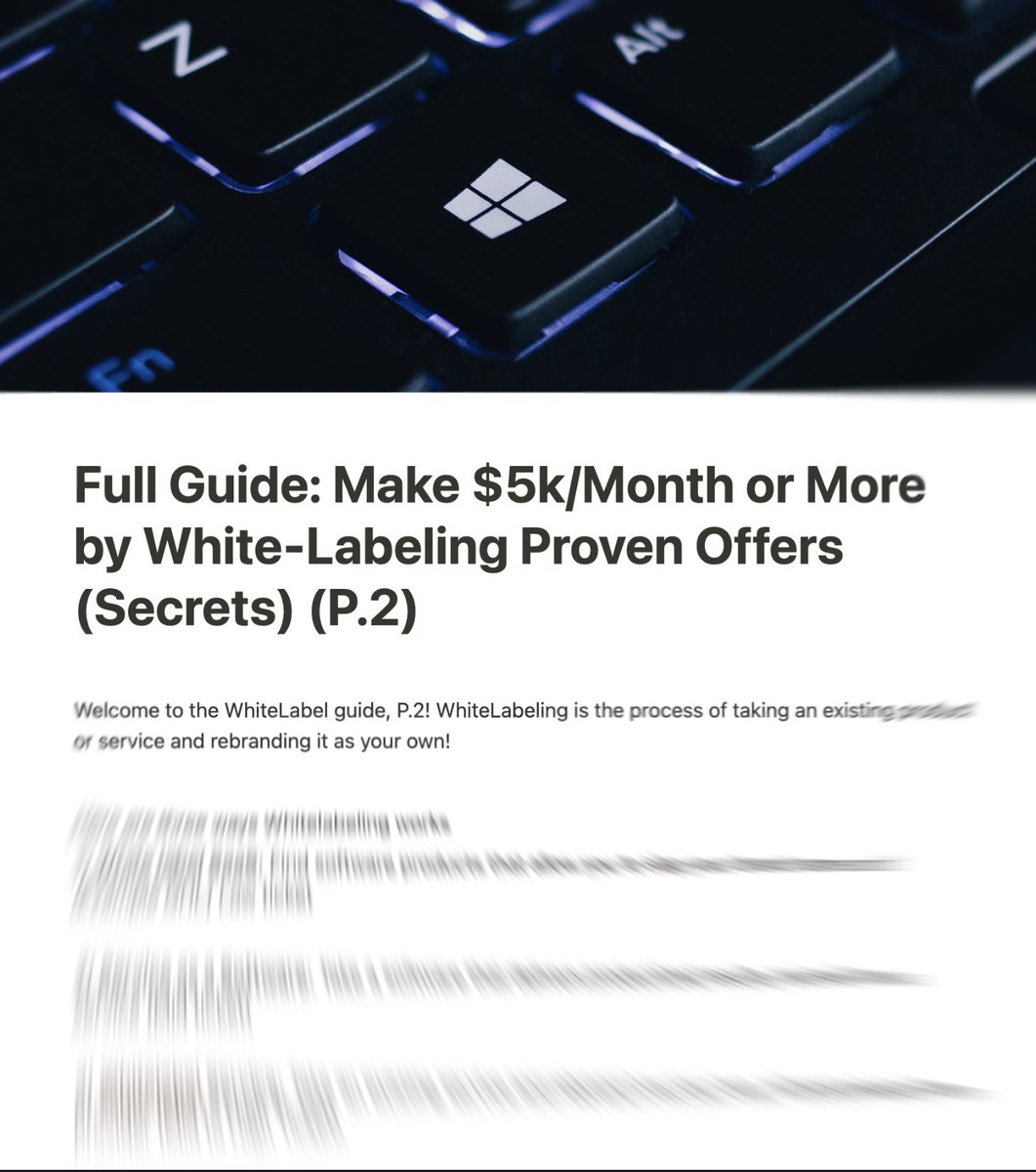 whitelabelwizz's tweet image. White-Label Offers are the fastest way to get to $5k/m and quit your 9-5.
I created a FULL guide on five "Software and Services you can White label" with zero experience and no budget
Like + Retweet + Comment "Send" and I'll send it to you
(Must be following so I can DM)