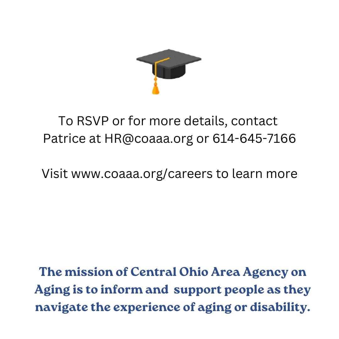Social Worker and RNs are invited to COAAA's graduation &amp; job fair on 5/17. Meet program staff, learn about our mission and benefits, and interview with an HR rep. Free parking, refreshments, and more. Contact HR@coaaa.org to RSVP or for more info.